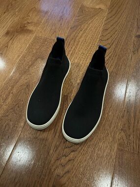 Rothy's Black Knit Slip-On Loafers with White Sole